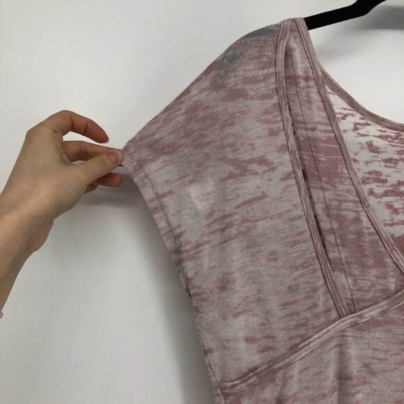 Cherish pale rose pink semi-sheer open cross cross  slit back t-shirt - Picture 11 of 14